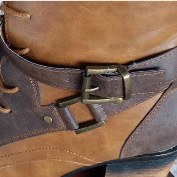 Pierre Dumas Ravenna-Two Tone Brown Lace Up Heeled Boots 8.5🆕📦⌚🏃🏻💨⚡🚚 - Picture 4 of 12